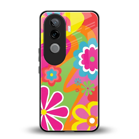 Floral Fusion back phone cover | glass case for vivo v40e