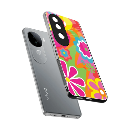 Floral Fusion sleek vivo v40e cover with tempered glass back and TPU edges