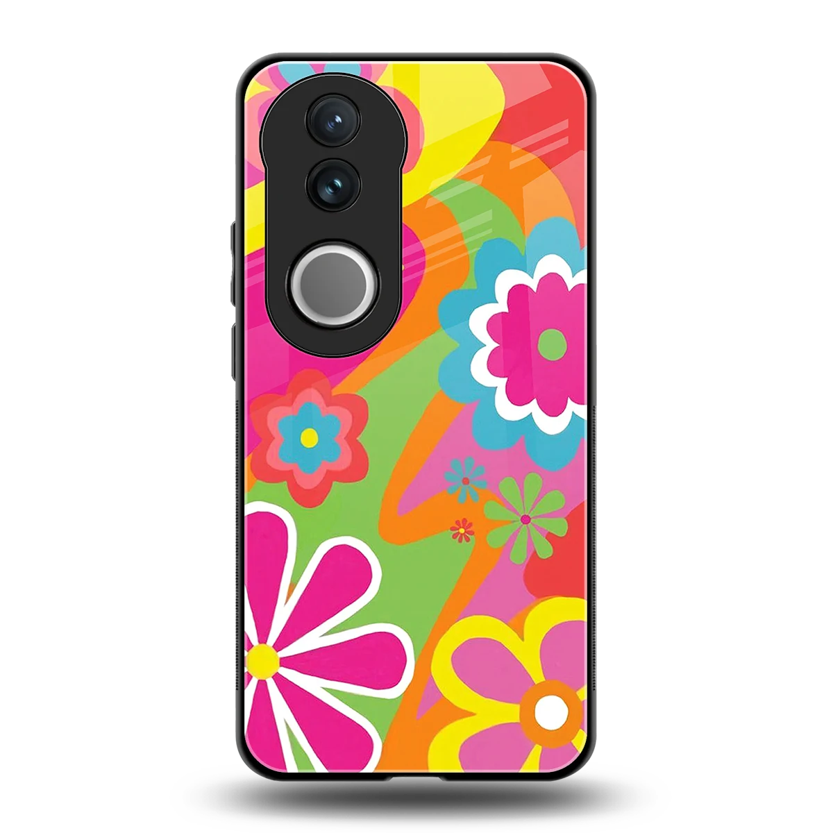 Floral Fusion back phone cover | glass case for vivo v50