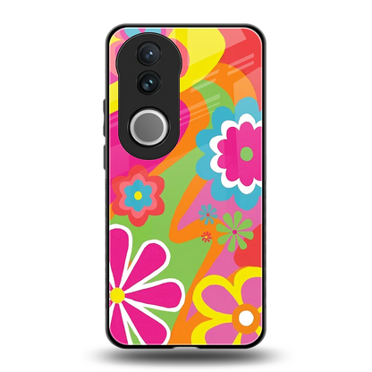 Floral Fusion back phone cover | glass case for vivo v50