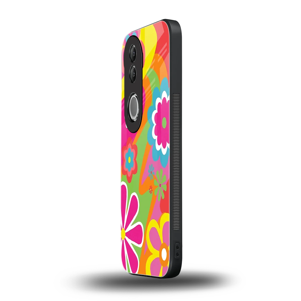 Floral Fusion vivo v50 mobile cover | shockproof glass phone case