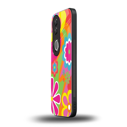 Floral Fusion vivo v50 mobile cover | shockproof glass phone case