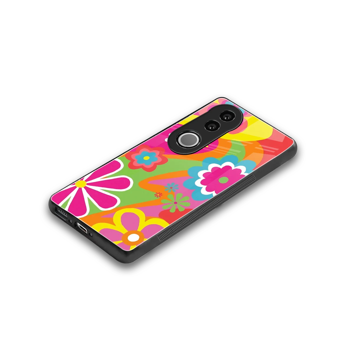 Floral Fusion stylish phone case for vivo v50 | glossy glass and slim fit