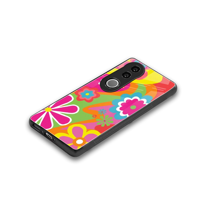 Floral Fusion stylish phone case for vivo v50 | glossy glass and slim fit