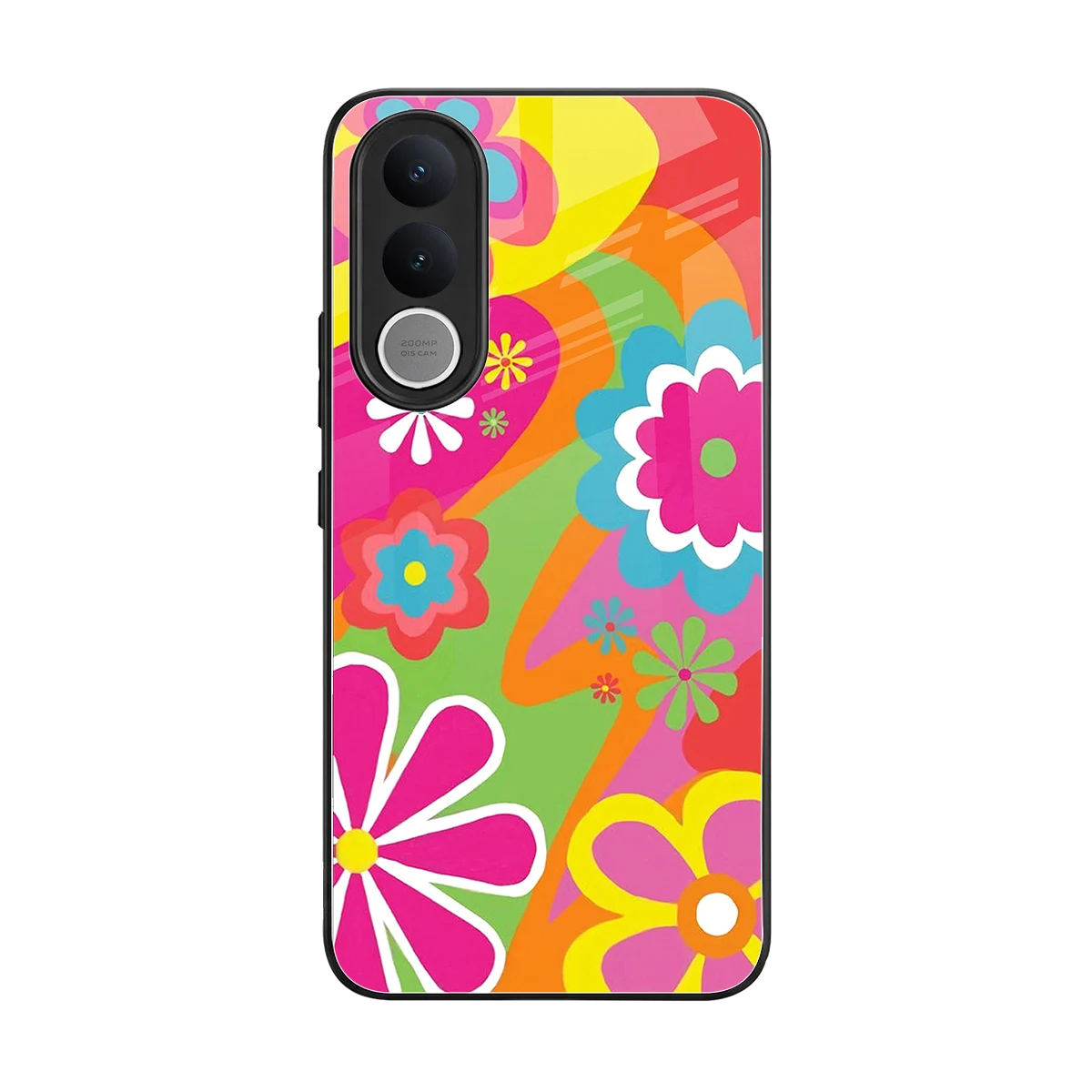 Floral Fusion back phone cover | glass case for vivo v70 fe