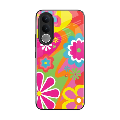 Floral Fusion back phone cover | glass case for vivo v70 fe