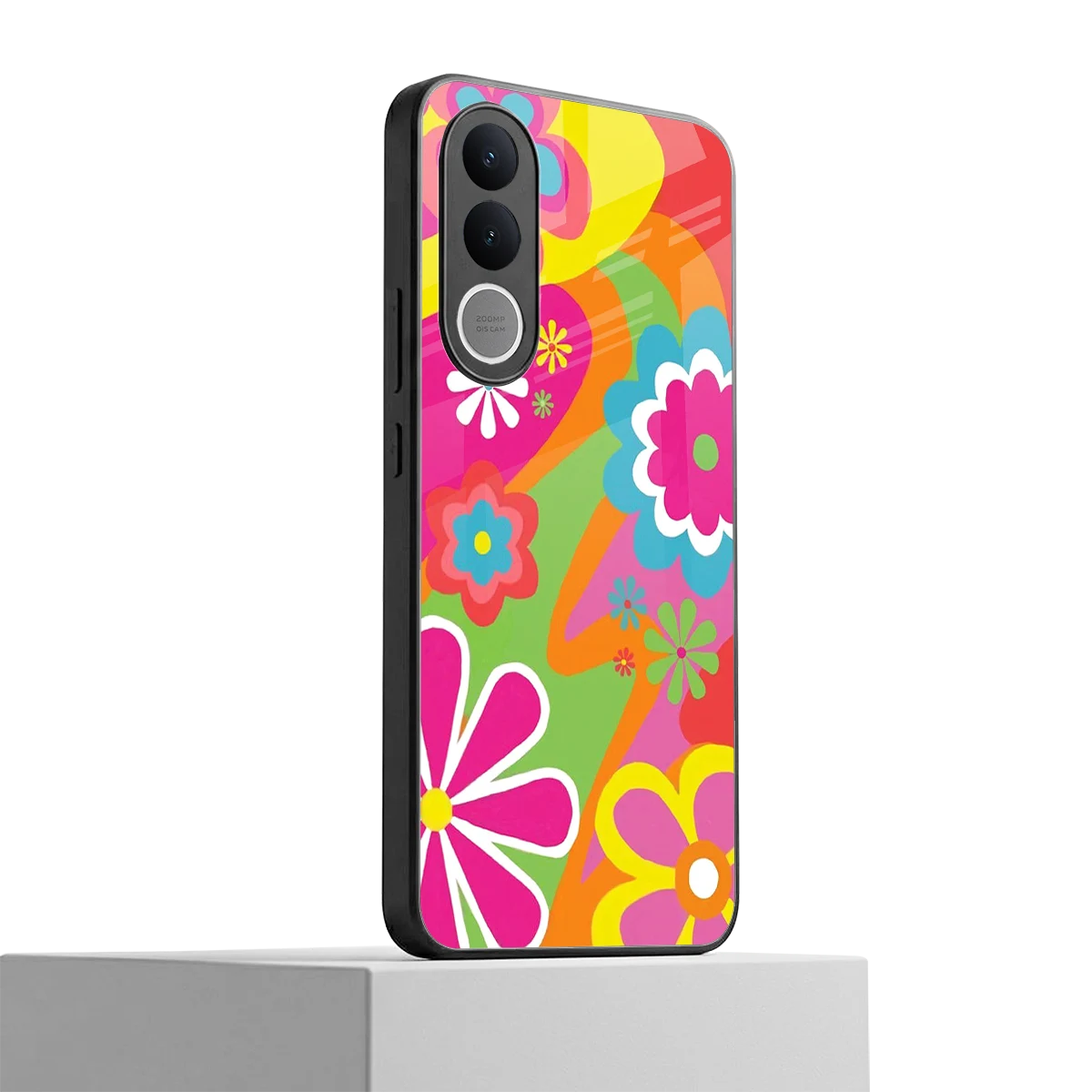 Floral Fusion vivo v70 fe mobile cover | shockproof glass phone case
