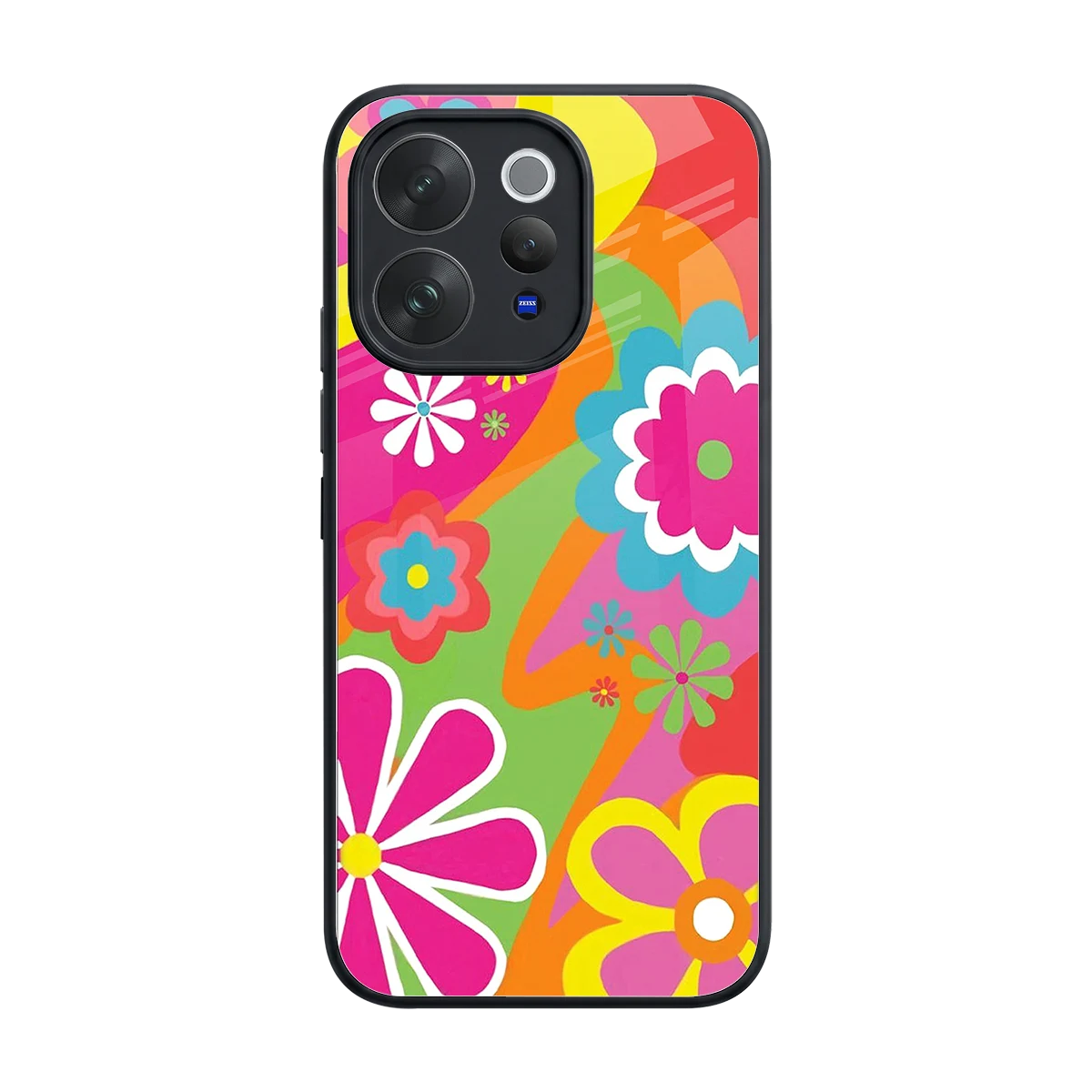 Floral Fusion back phone cover | glass case for vivo v70