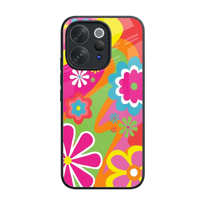 Floral Fusion back phone cover | glass case for vivo v70