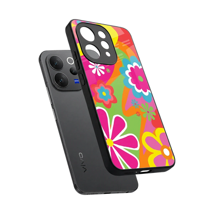 Floral Fusion sleek vivo v70 elite cover with tempered glass back and TPU edges