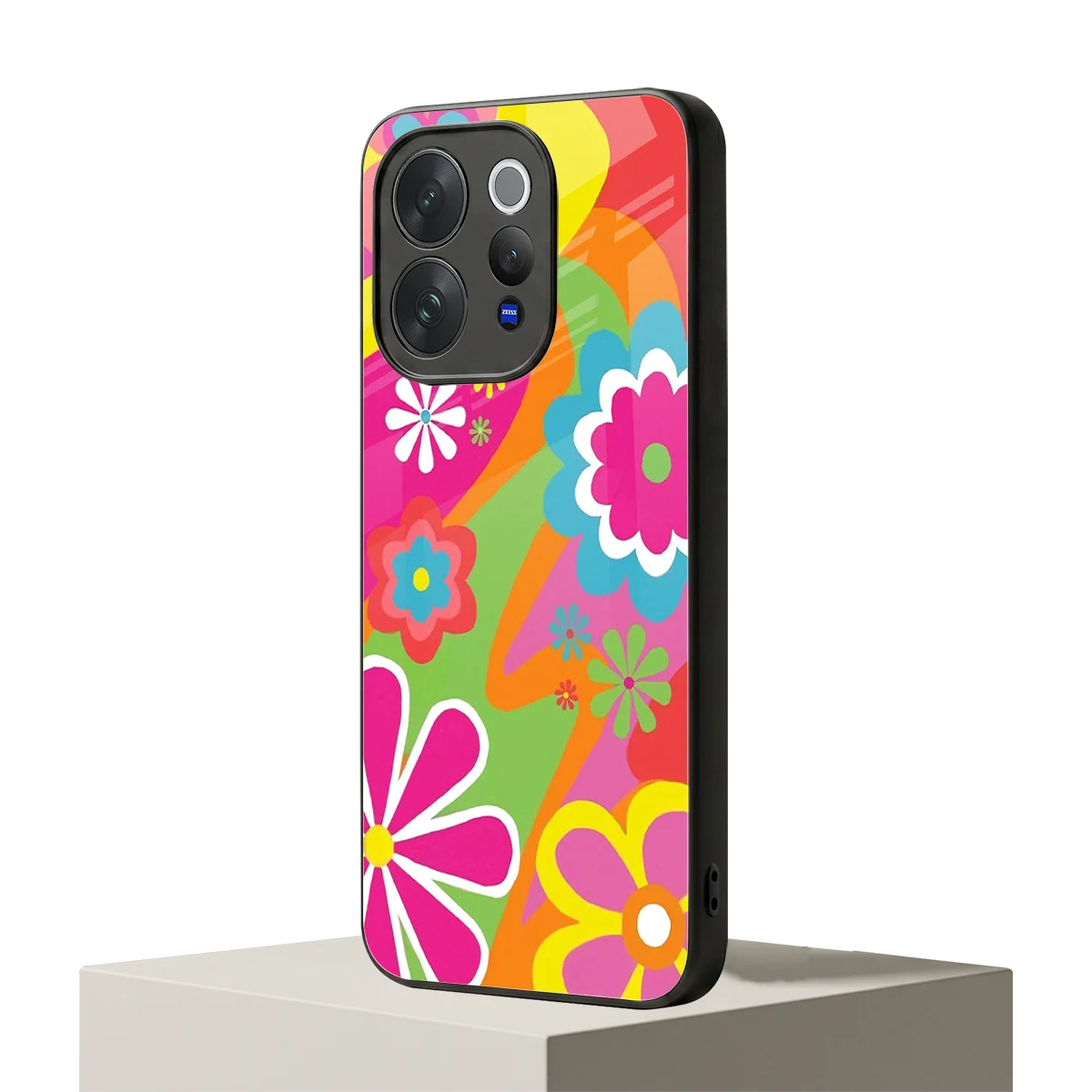 Floral Fusion vivo v70 mobile cover | shockproof glass phone case