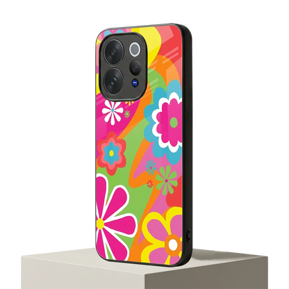 Floral Fusion vivo v70 elite mobile cover | shockproof glass phone case