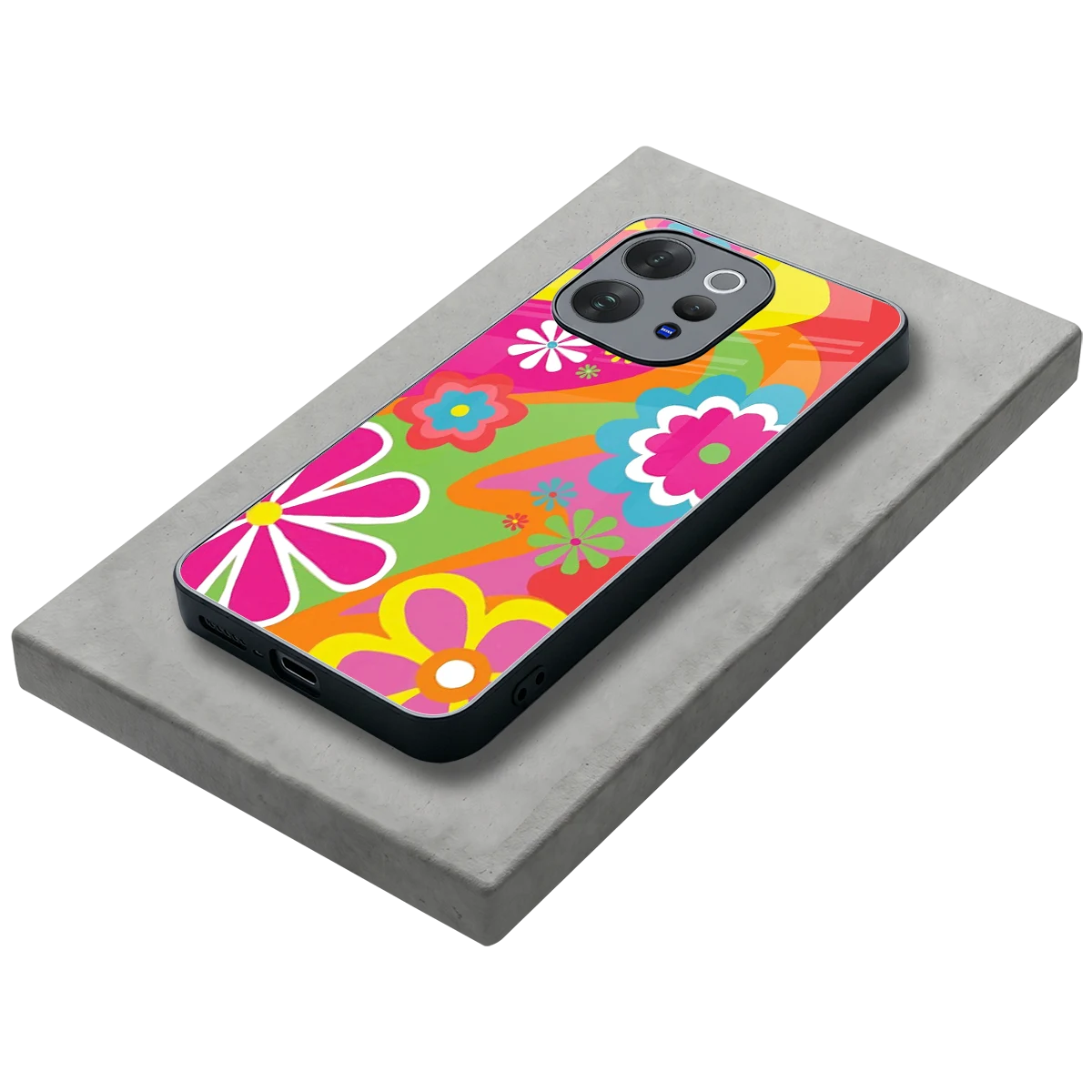 Floral Fusion stylish phone case for vivo v70 | glossy glass and slim fit