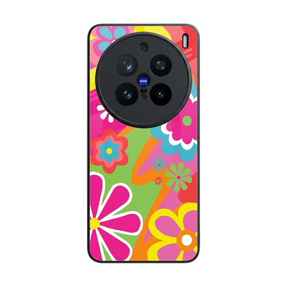 Floral Fusion back phone cover | glass case for vivo x200 pro