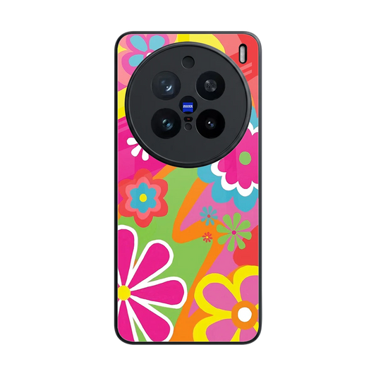 Floral Fusion back phone cover | glass case for vivo x200 pro