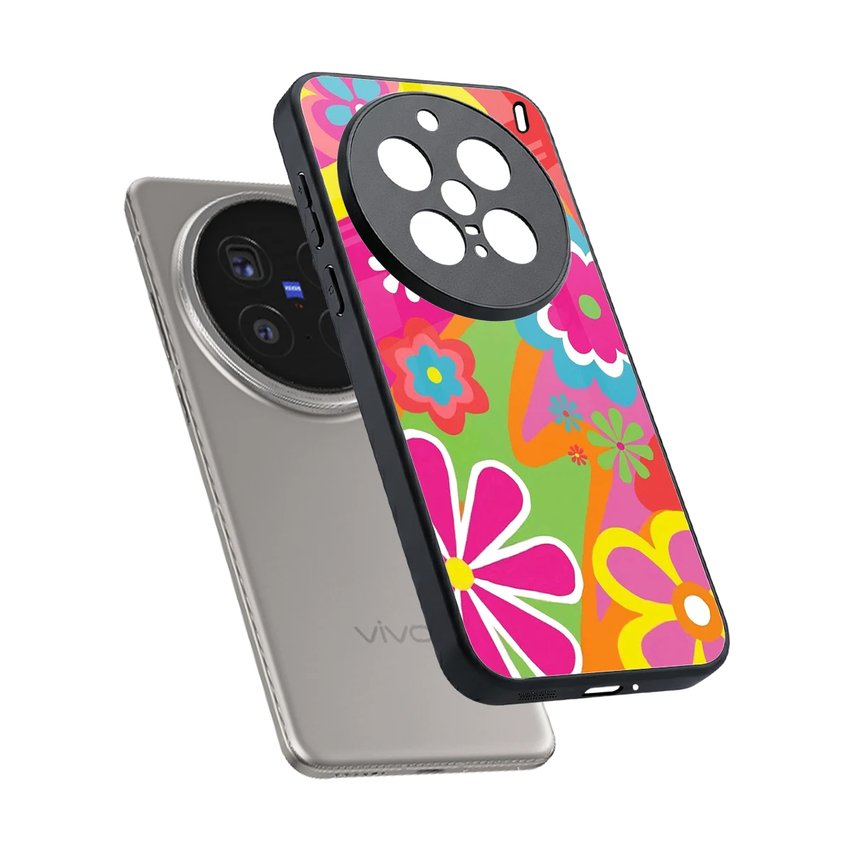 Floral Fusion sleek vivo x200 pro cover with tempered glass back and TPU edges