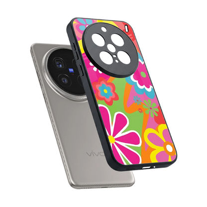 Floral Fusion sleek vivo x200 pro cover with tempered glass back and TPU edges