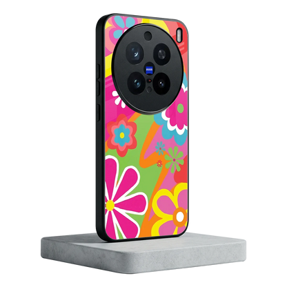 Floral Fusion vivo x200 pro mobile cover | shockproof glass phone case