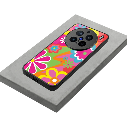 Floral Fusion stylish phone case for vivo x200 pro | glossy glass and slim fit