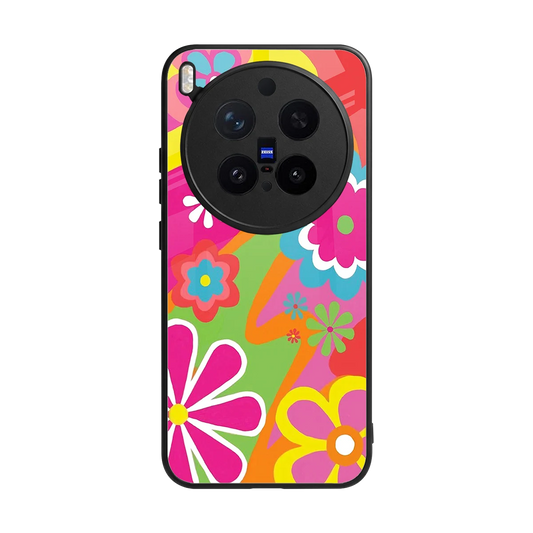 Floral Fusion back phone cover | glass case for vivo x300 pro