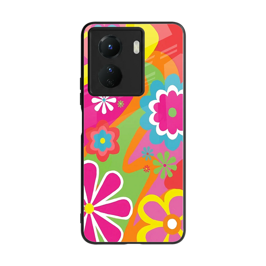 Floral Fusion back phone cover | glass case for vivo y16