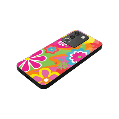 Floral Fusion stylish phone case for vivo y200 5g | glossy glass and slim fit