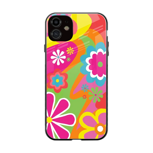 Floral Fusion back phone cover | glass case for iphone 12