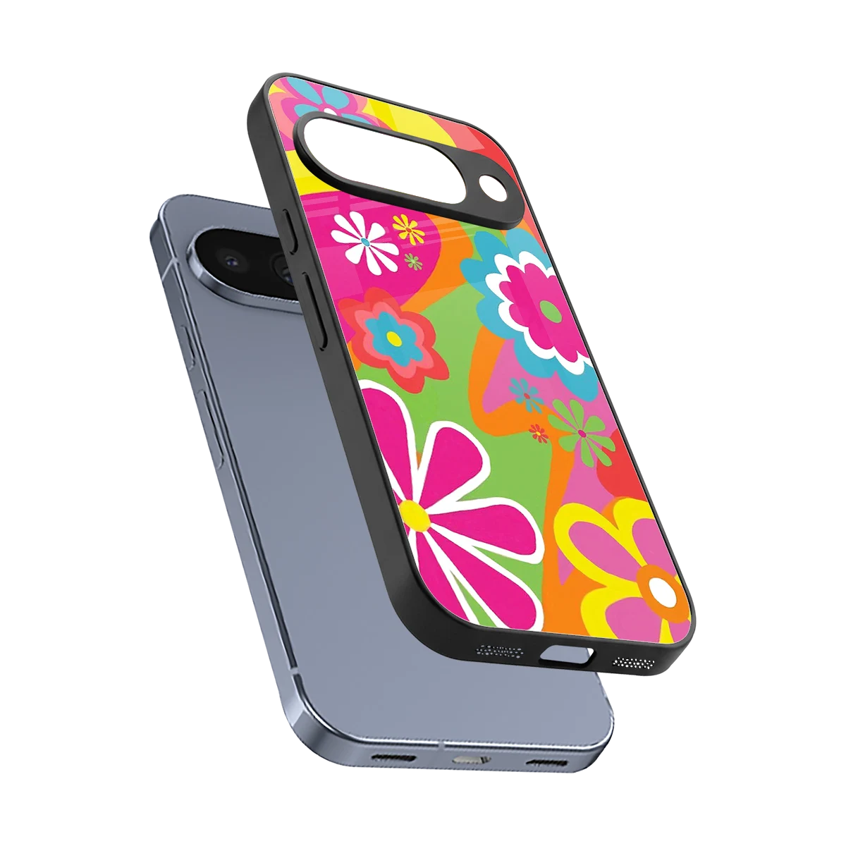 Floral Fusion sleek google pixel 10 cover with tempered glass back and TPU edges