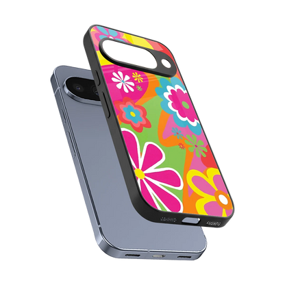 Floral Fusion sleek google pixel 10 cover with tempered glass back and TPU edges