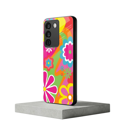Floral Fusion vivo y200 5g mobile cover | shockproof glass phone case