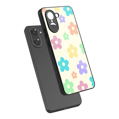 Floral Mosaic sleek oneplus nord ce5 5g cover with tempered glass back and TPU edges