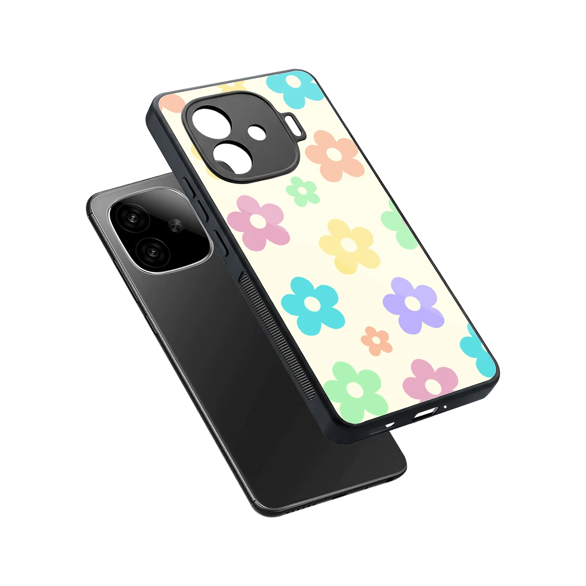 Floral Mosaic sleek iqoo neo 10r 5g cover with tempered glass back and TPU edges