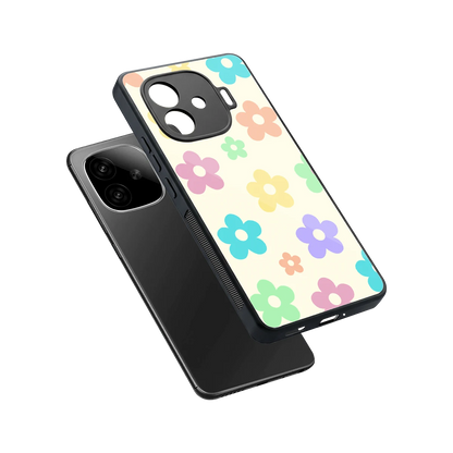 Floral Mosaic sleek iqoo neo 10r 5g cover with tempered glass back and TPU edges