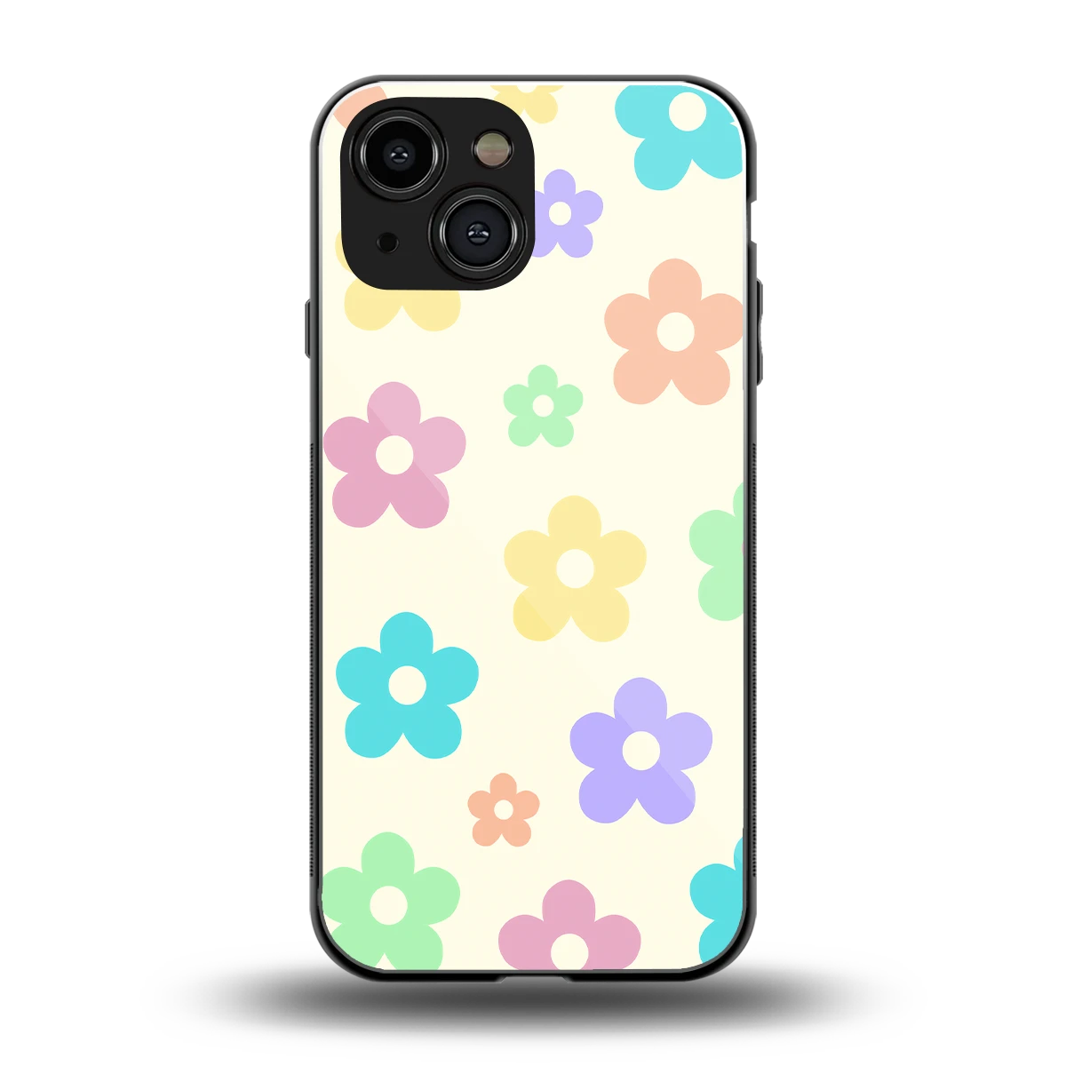 Floral Mosaic back phone cover | glass case for iphone 13 mini