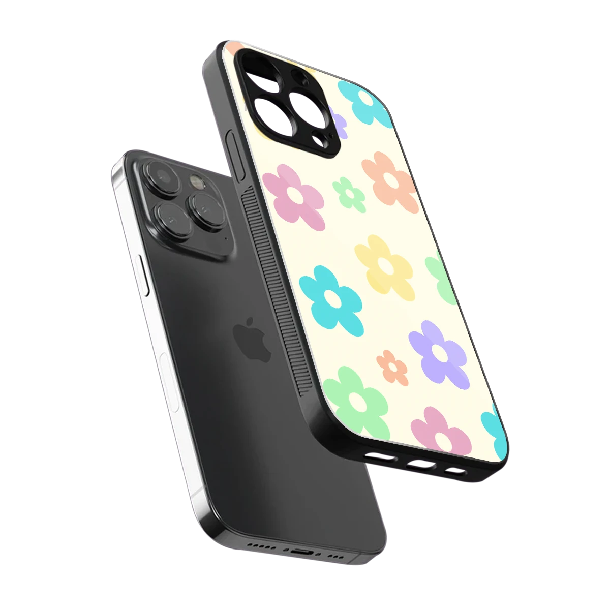 Floral Mosaic sleek iphone 13 pro max cover with tempered glass back and TPU edges