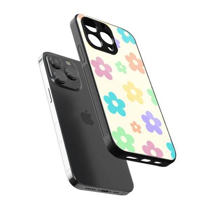 Floral Mosaic sleek iphone 13 pro max cover with tempered glass back and TPU edges