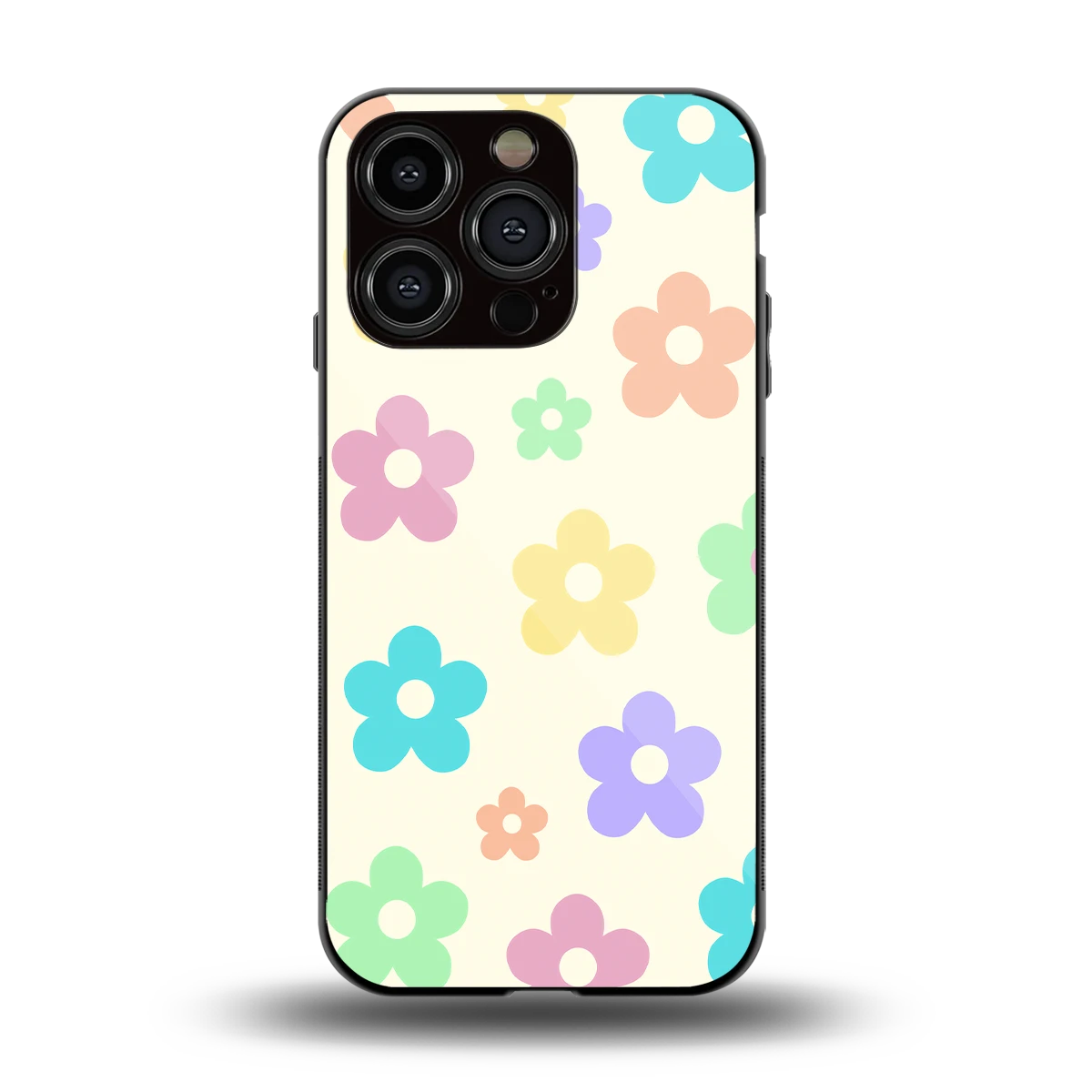 Floral Mosaic back phone cover | glass case for iphone 13 pro