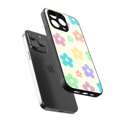 Floral Mosaic sleek iphone 13 pro cover with tempered glass back and TPU edges
