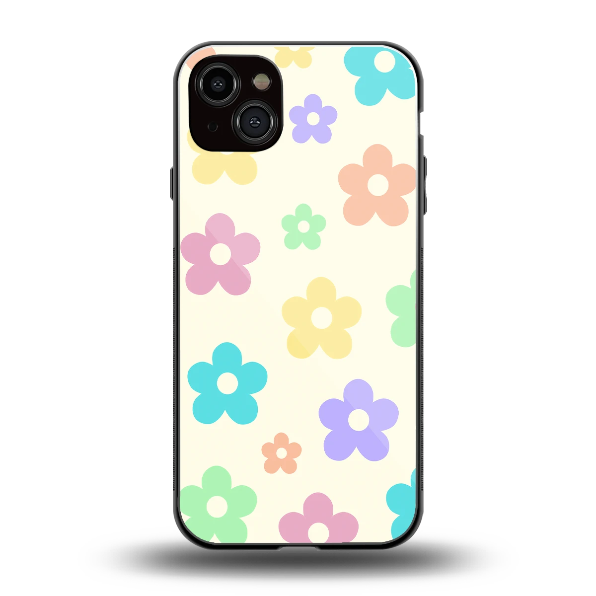 Floral Mosaic back phone cover | glass case for iphone 15 plus