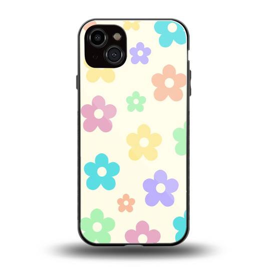 Floral Mosaic back phone cover | glass case for iphone 15 plus