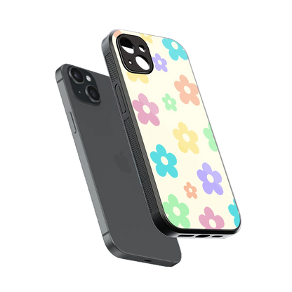 Floral Mosaic sleek iphone 15 plus cover with tempered glass back and TPU edges