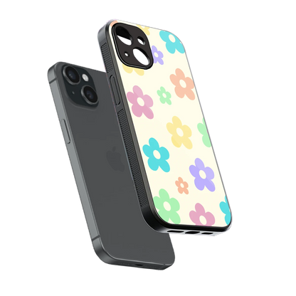 Floral Mosaic sleek iphone 15 cover with tempered glass back and TPU edges