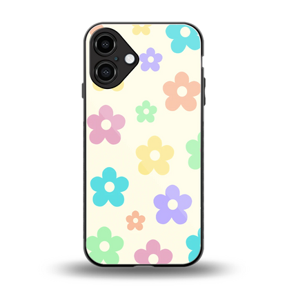 Floral Mosaic back phone cover | glass case for iphone 16 plus