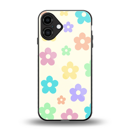 Floral Mosaic back phone cover | glass case for iphone 16 plus