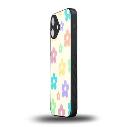 Floral Mosaic iphone 16 plus mobile cover | shockproof glass phone case