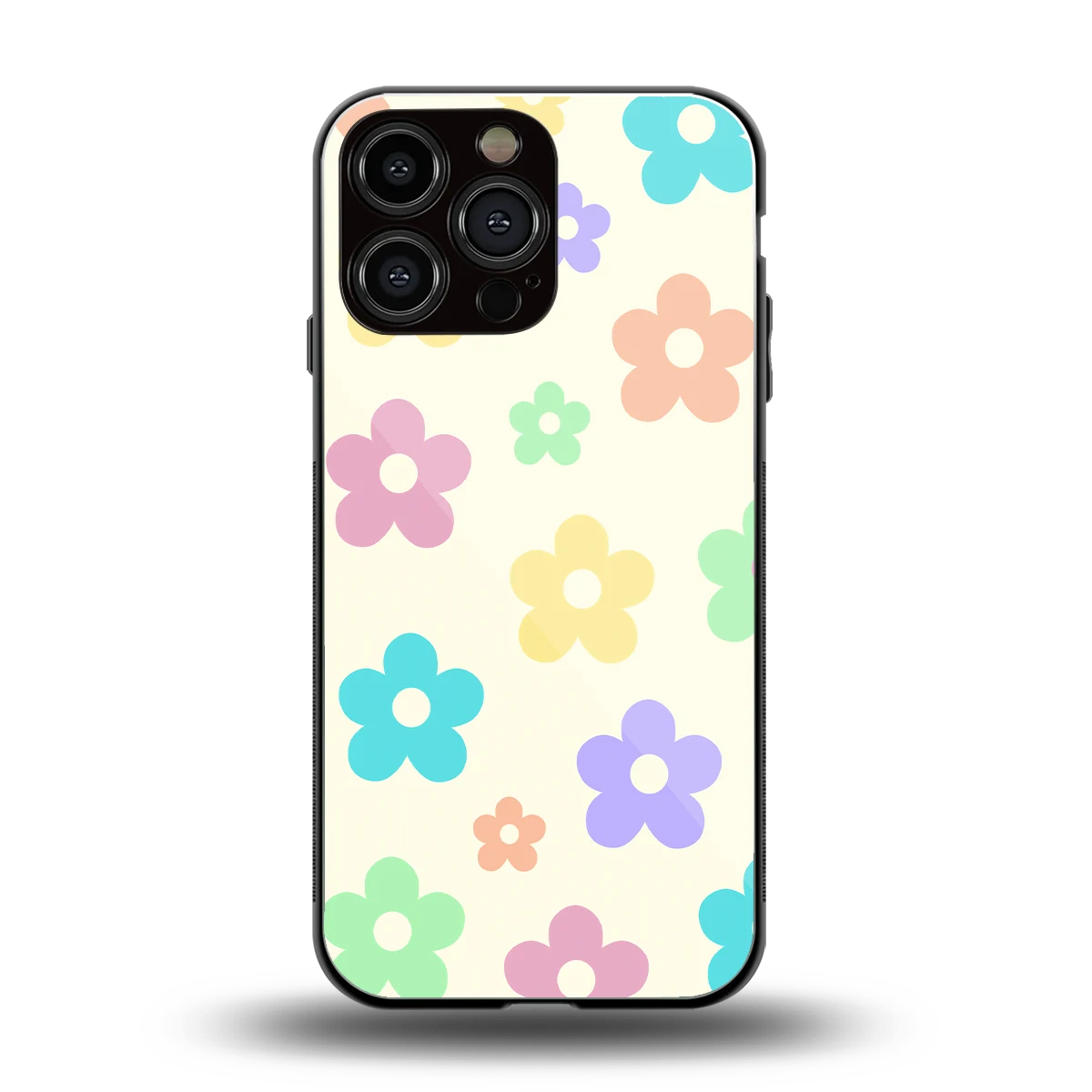 Floral Mosaic back phone cover | glass case for iphone 16 pro max