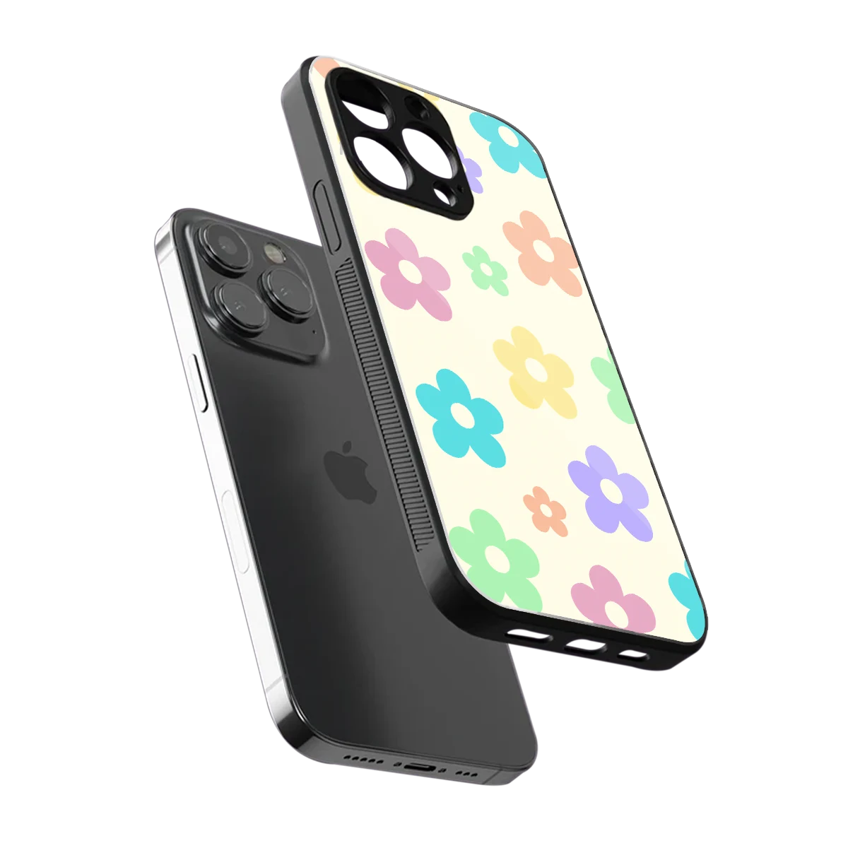 Floral Mosaic sleek iphone 16 pro max cover with tempered glass back and TPU edges