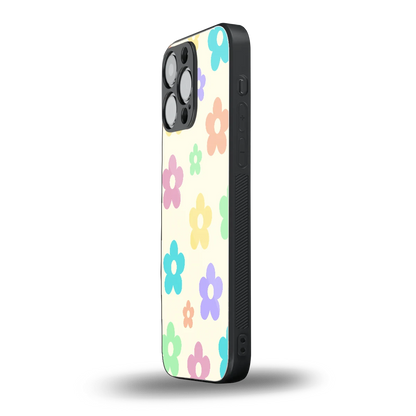 Floral Mosaic iphone 16 pro max mobile cover | shockproof glass phone case