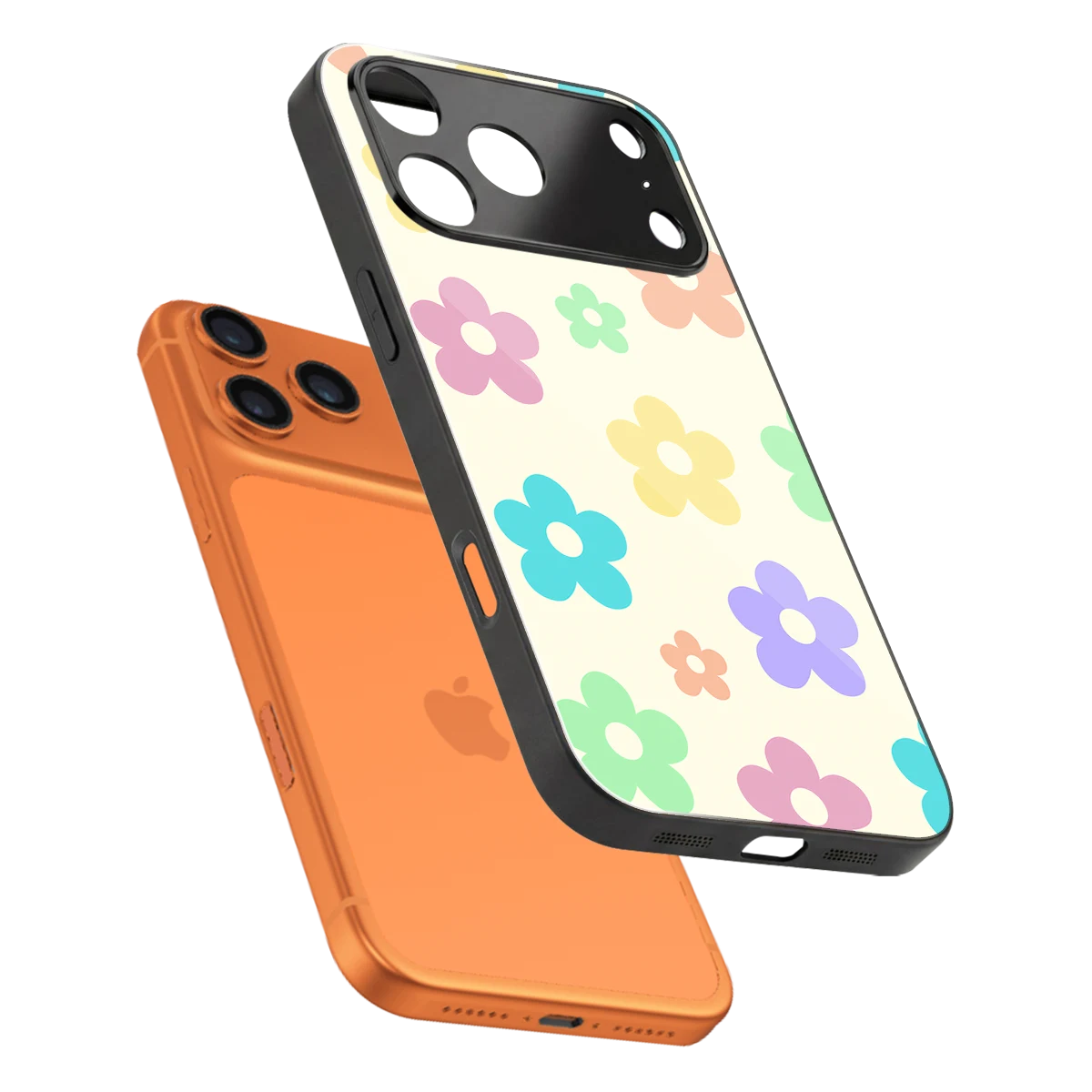 Floral Mosaic sleek iphone 17 pro cover with tempered glass back and TPU edges