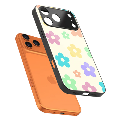 Floral Mosaic sleek iphone 17 pro max cover with tempered glass back and TPU edges